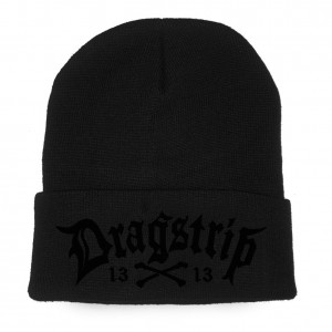 Dragstrip Kustom Black on Black 3d embroidery 13 N Bones Beanie Hat